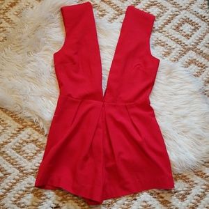Deep V Red Romper